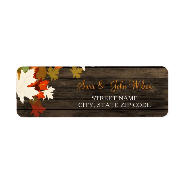 Rustic Barn Wood Fall Wedding address labels (Front)
