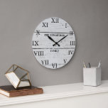 Rustic barn wood family name large clock<br><div class="desc">Rustic barn wood wall clock with large Roman numbers.
You can personalise and add your own name.</div>