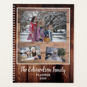 Rustic barn wood family photo collage 2020 planner