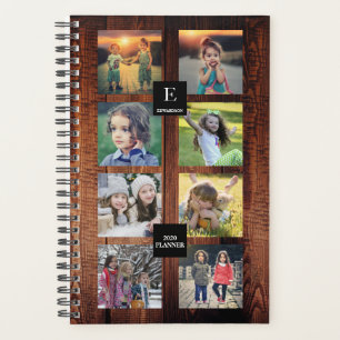 Rustic barn wood family photo collage personalised planner
