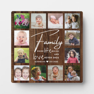 Rustic Barn Wood Family Quote 12 Photo Collage Plaque