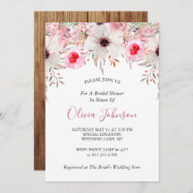 Rustic Barn Wood Floral Blush Pink Bridal Shower