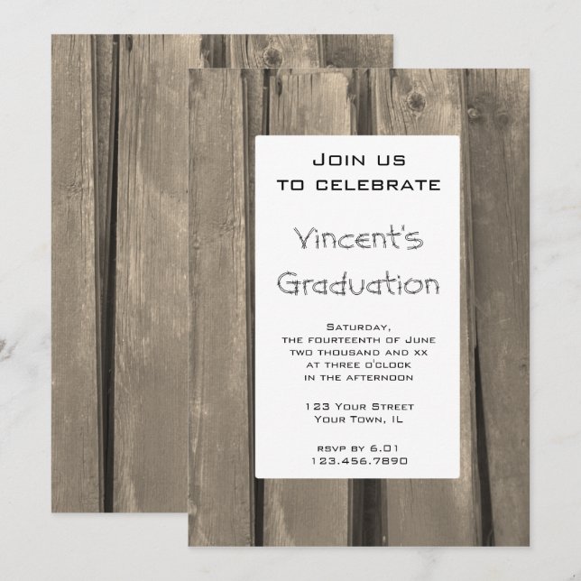 Rustic Barn Wood Graduation Party Invitation (Front/Back)