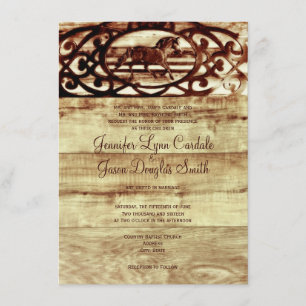 Rustic Barn Wood Horse Wedding Invitations