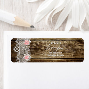 Rustic Barn Wood & Lace Wedding Return Address