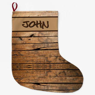Rustic Barn Wood Large Christmas Stocking