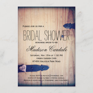 Rustic Barn Wood Latch Bridal Shower Invitations