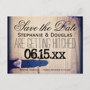 Rustic Barn Wood Latch Save the Date Postcards