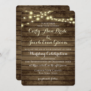 Rustic Barn Wood Lights Invitation