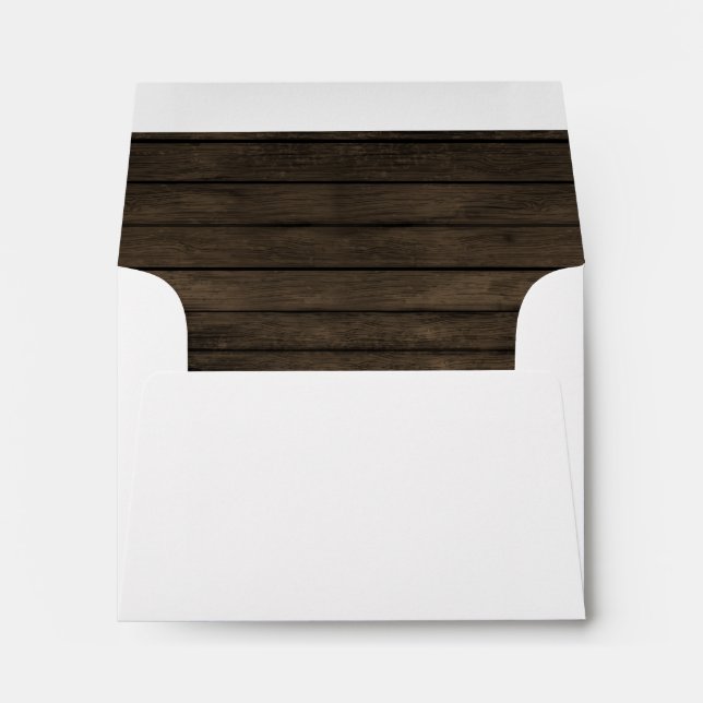 Rustic Barn wood Liner Wedding Invitations RSVP Envelope (Back (Bottom))