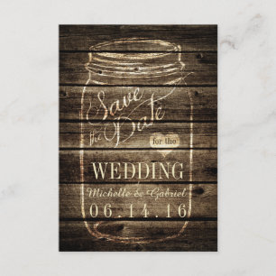 Rustic Barn Wood Mason Jar Save the Date