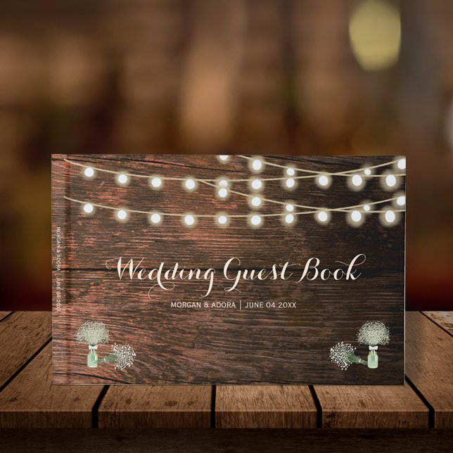 Rustic Barn Wood Mason Jar String Lights Wedding  Guest Book (Creator Uploaded)
