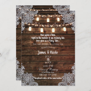 Rustic Barn Wood & Mason Jars Wedding Invitation