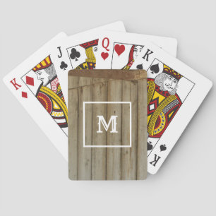 Rustic Barn Wood, Monogram, Western Playing Cards
