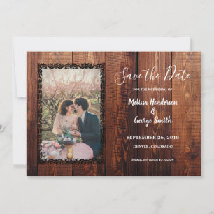 Rustic barn wood photo country wedding save the date