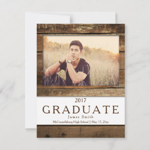 Rustic Barn Wood Photo Graduation Announcement