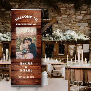Rustic barn wood photo rural country wedding retractable banner