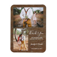 Rustic barn wood photo Thank You wedding magnet