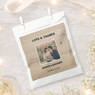 Rustic barn wood photo Wedding Love Thanks Favour Bags