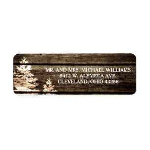 Rustic Barn Wood Pine Trees Winter Wedding  Labels