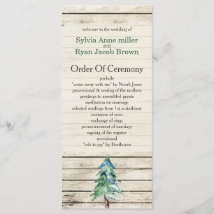 Rustic Barn Wood Pine Wedding Programme