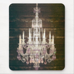 Rustic Barn Wood purple french chandelier Mouse Mat