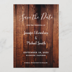 Rustic barn wood script country Save the Date Invitation