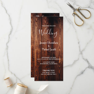 Rustic barn wood script country wedding program programme