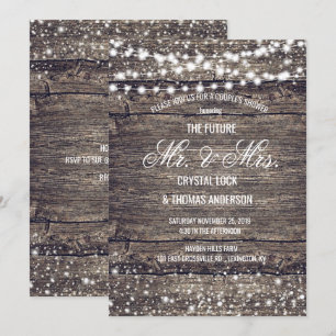 Rustic Barn Wood Snowflakes Winter Couple's Shower Invitation