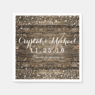 Rustic Barn Wood Snowflakes Winter Wedding Napkin