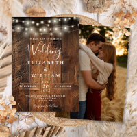 Rustic Barn Wood String Lights Photo Wedding