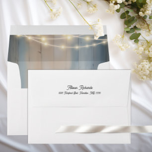 Rustic Barn Wood & String Lights Wedding Envelope