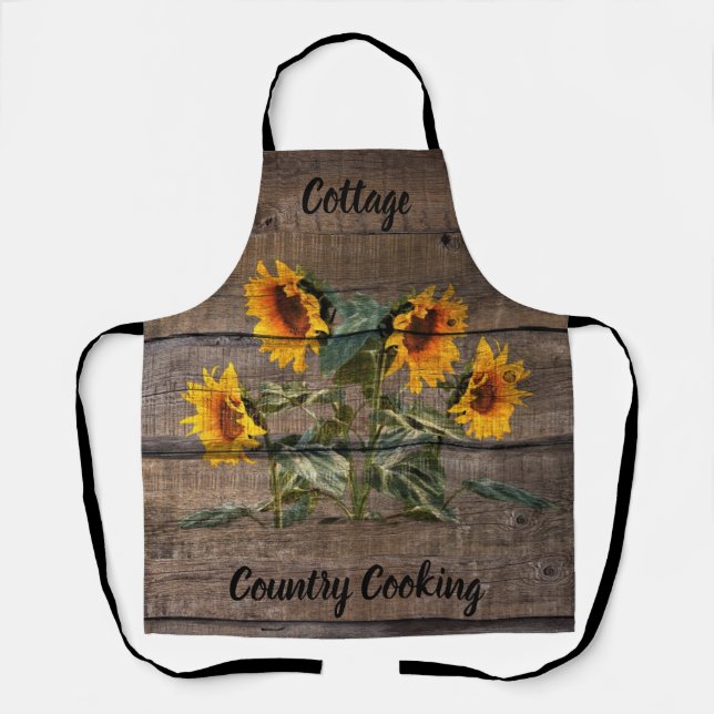 Rustic Barn Wood Sunflower Apron (Front)