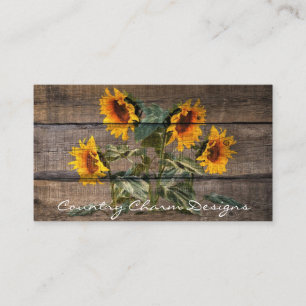 Rustic Barn Wood Sunflower Business Card