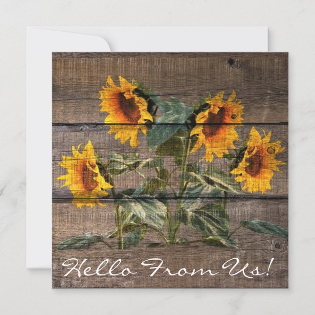 Rustic Barn Wood Sunflower Card (Front)