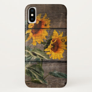 Rustic Barn Wood Sunflower iPhone X Case