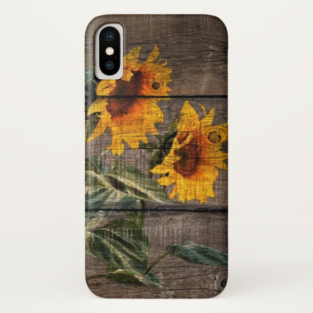 Rustic Barn Wood Sunflower Case-Mate iPhone Case (Back)