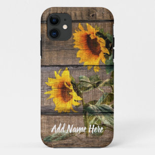 Rustic Barn Wood Sunflower iPhone 11 Case