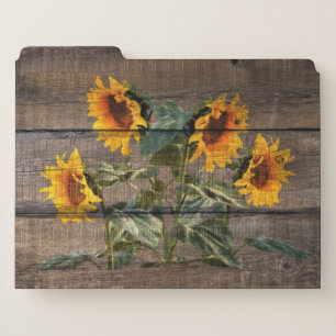 Rustic Barn Wood Sunflower File Folder