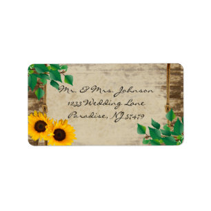 Rustic Barn Wood Sunflower Label