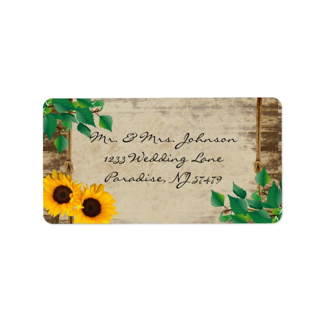 Rustic Barn Wood Sunflower Label (Front)