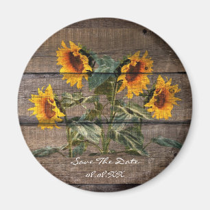 Rustic Barn Wood Sunflower Magnet