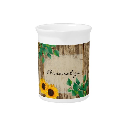 Rustic Barn Wood Sunflower Pitcher