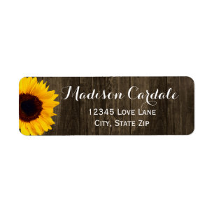 Rustic Barn Wood Sunflower Return Address Labels