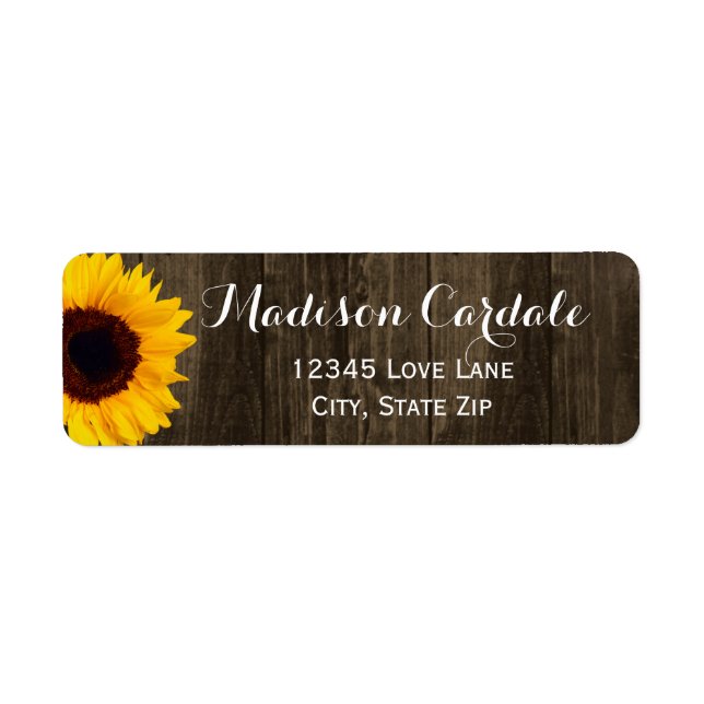 Rustic Barn Wood Sunflower Return Address Labels (Front)