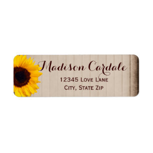 Rustic Barn Wood Sunflower Return Address Labels