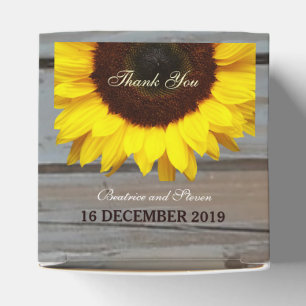 Rustic Barn Wood Sunflower Wedding Favour Box