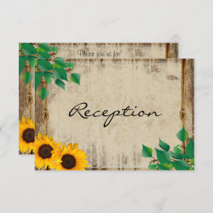 Rustic Barn Wood Sunflower Wedding - Reception Invitation