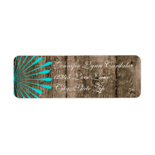 Rustic Barn Wood Teal Flower Address Labels