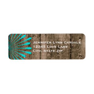Rustic Barn Wood Teal Flower Address Labels